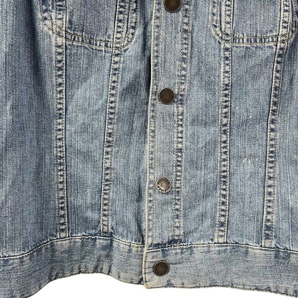 Tommy Hilfiger Light Weight Jean Jacket Denim Snap Close Trucker Y2K Medium - Picture 4 of 11